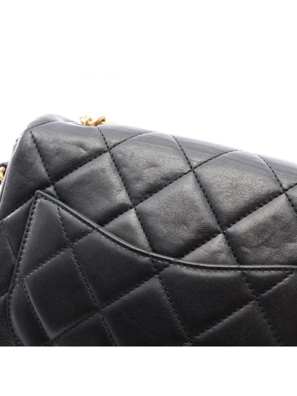 Chanel Shoulder Bag Quilted Black Lambskin 2-Way Chain